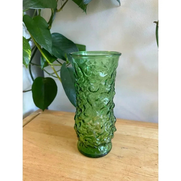 Vintage Hoosier Green Glass Textured - Picture 1 of 7